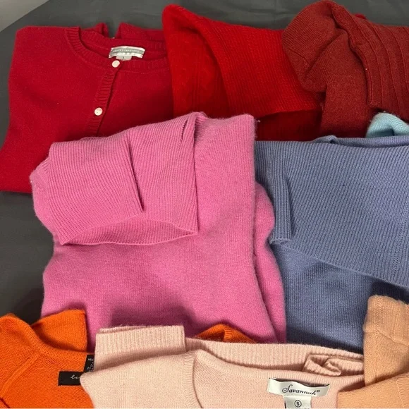 100% Cashmere Lot 12 Knit Jumpers Upcycle Cutter Sweaters Soft Girl Crafter Vtg - Picture 16 of 17